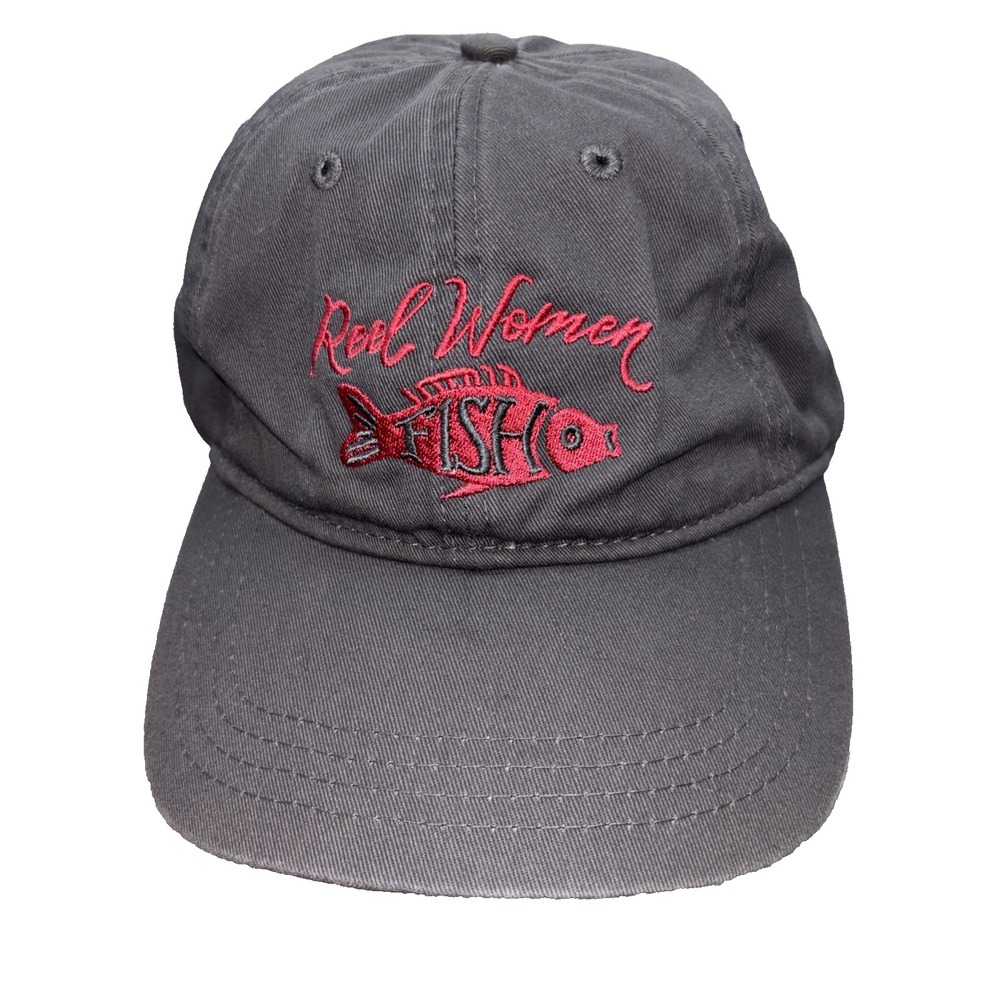 Reel Women Fish Baseball Cap Adjustable Grey Cotton